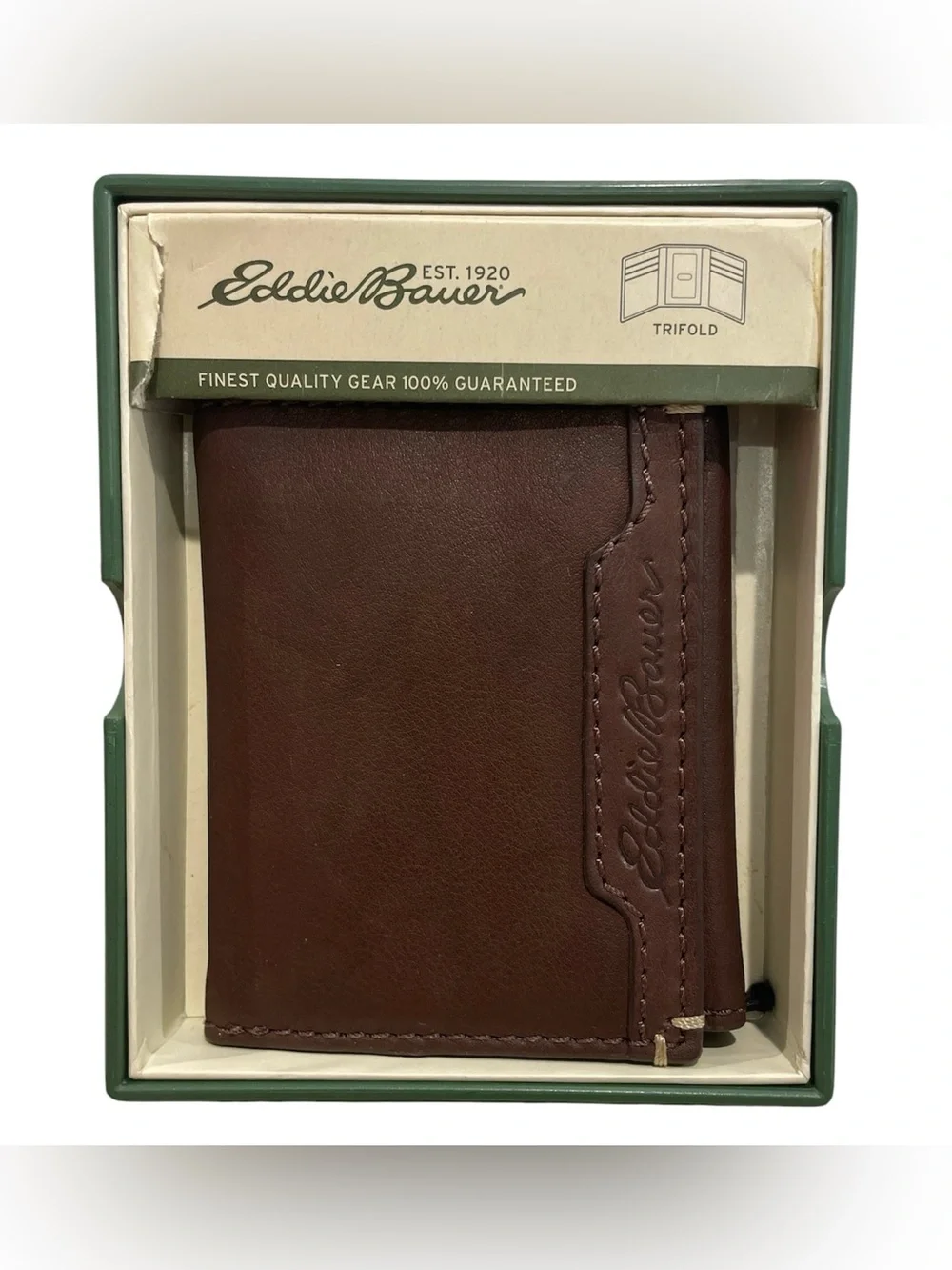 Eddie Bauer Brown Leather Trifold Wallet
